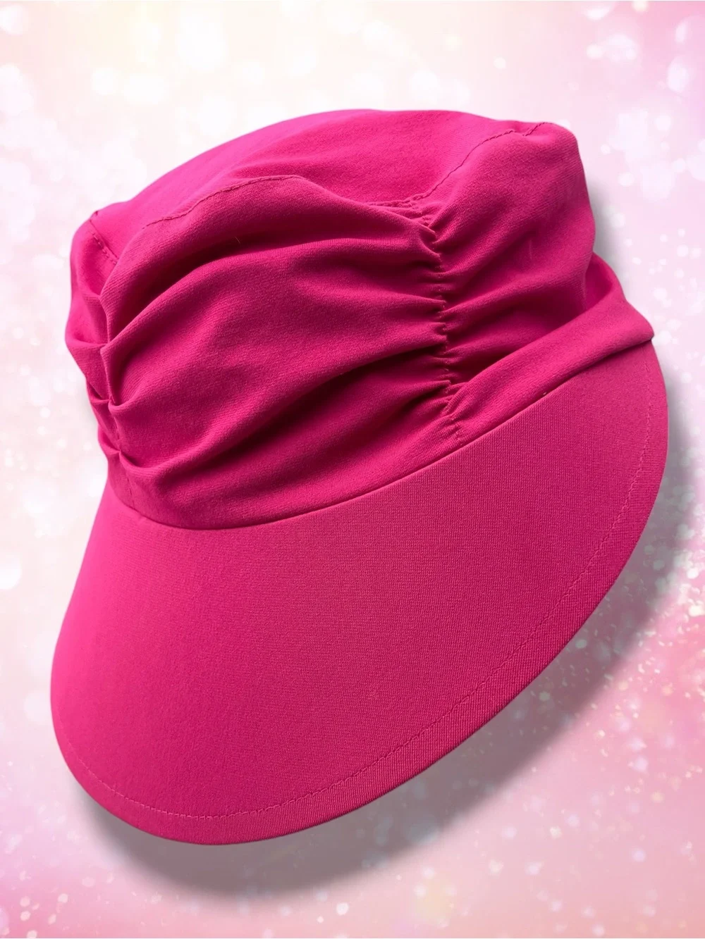 Coolibar UPF 50+ Ruched Sun Hat Bucket Visor Hot Pink Vibrant S/M
